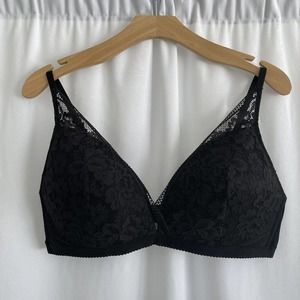 Knix Deep V Bralette Black Lace Wireless Adjustable Strap Size Womens XXL